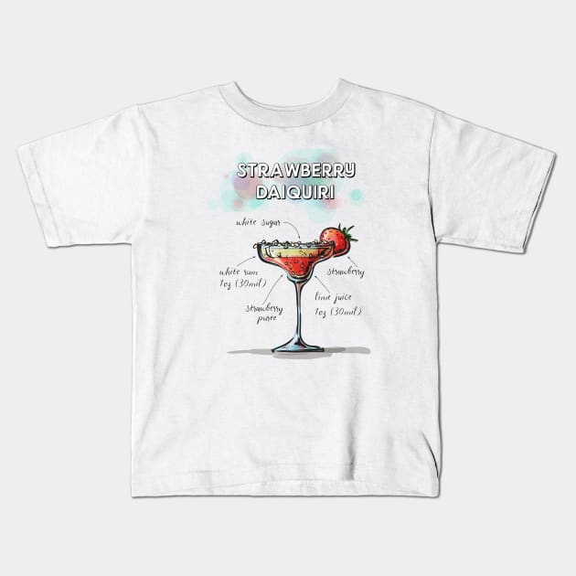 STRAWBERRY DAIQUIRI COCKTAIL Kids T-Shirt by xposedbydesign